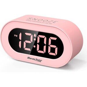 Pink Girls AlarmClock for KidsBedroom,Dimmable LEDDigital Display,Outlet Powered